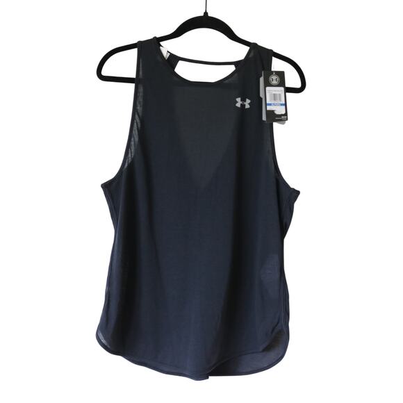 NWT Women's XL Under Armour Black Open Back Athletic Tank - Picture 1 of 7